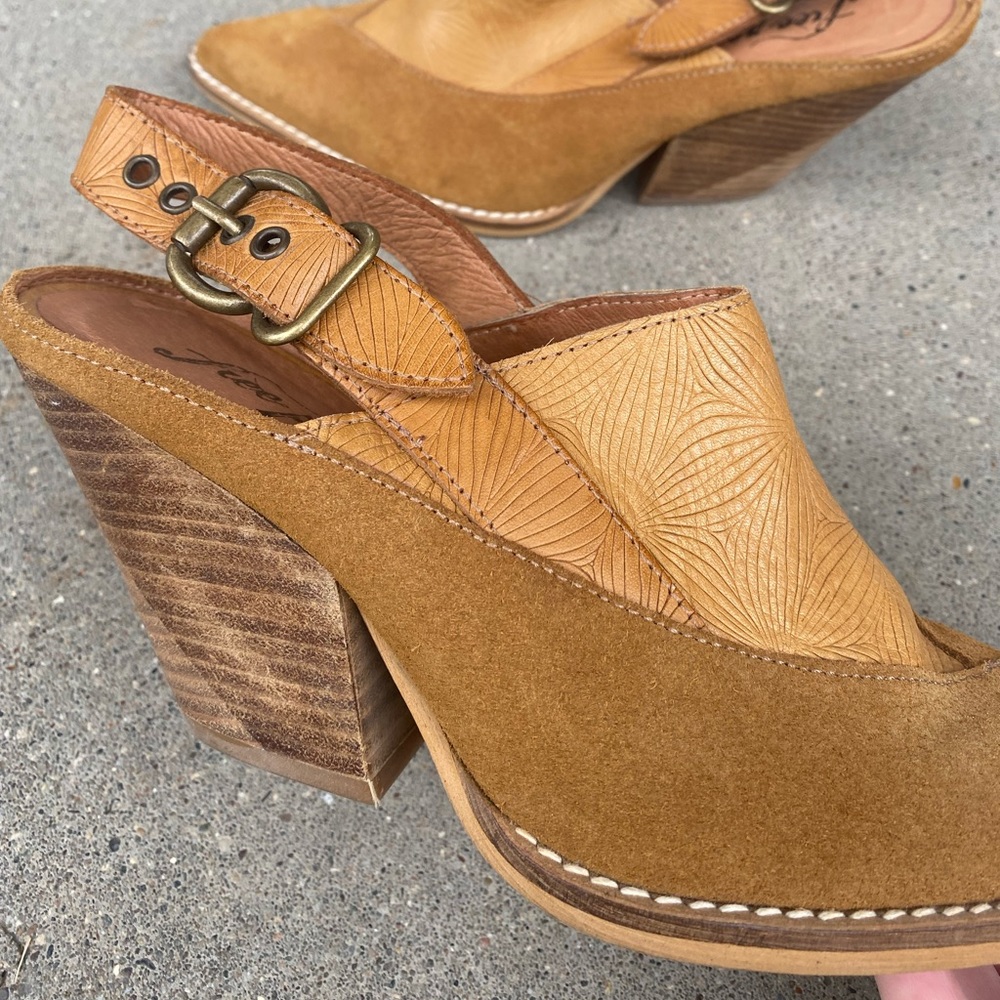 Free People Tan & Mustard Suede Slingback Clogs - Picture 7 of 7